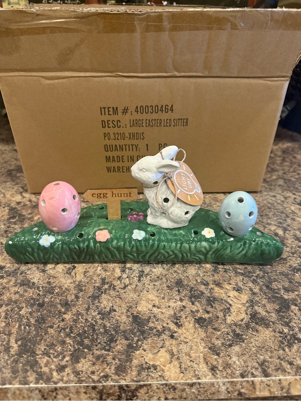 Mudpie Large Easter Light-up Sitter - Bunny with Pink & Blue Eggs